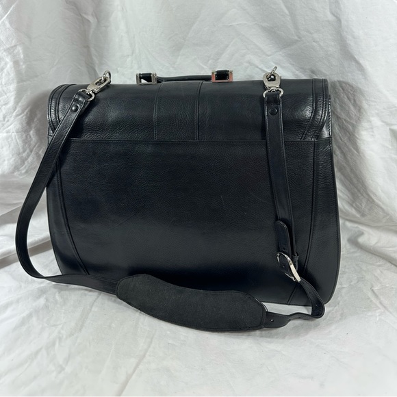 Vintage BOSCA double gusset black leather briefcase with shoulder strap - Picture 4 of 14